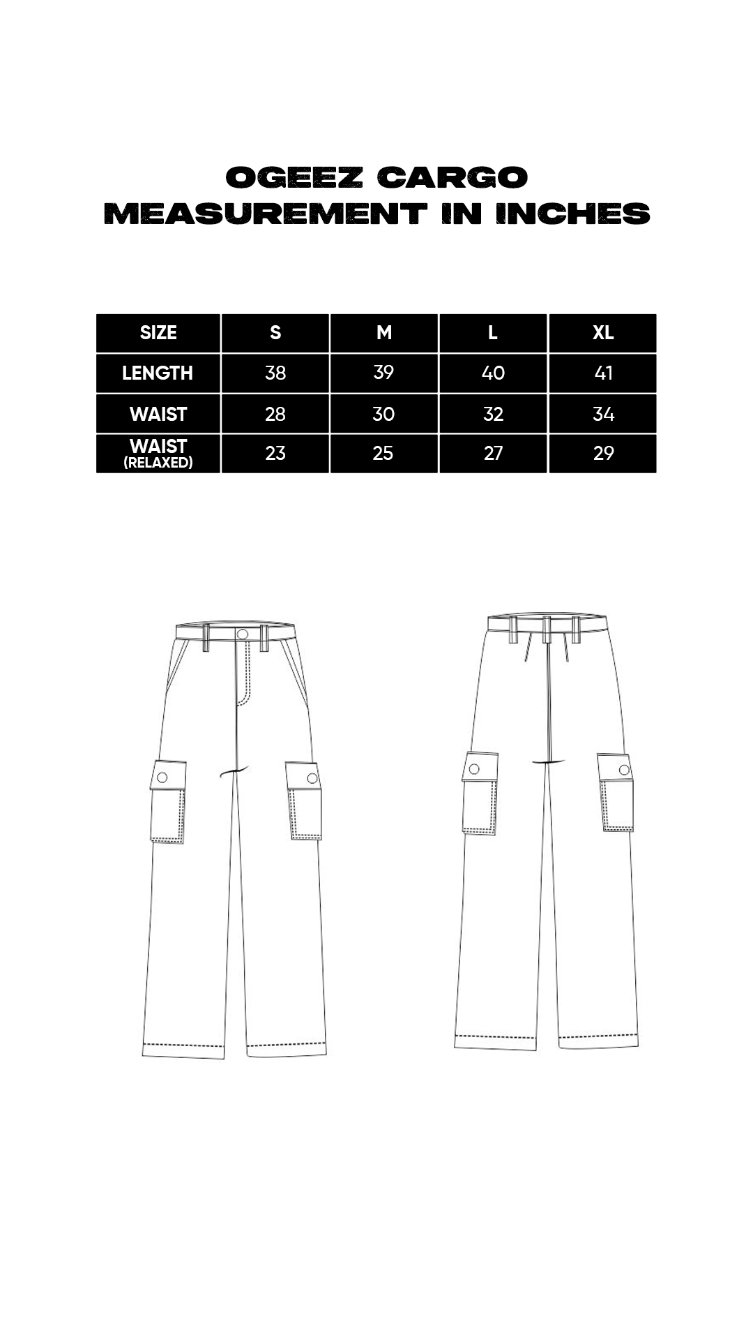 Size chart for City Chic Cargo Pants