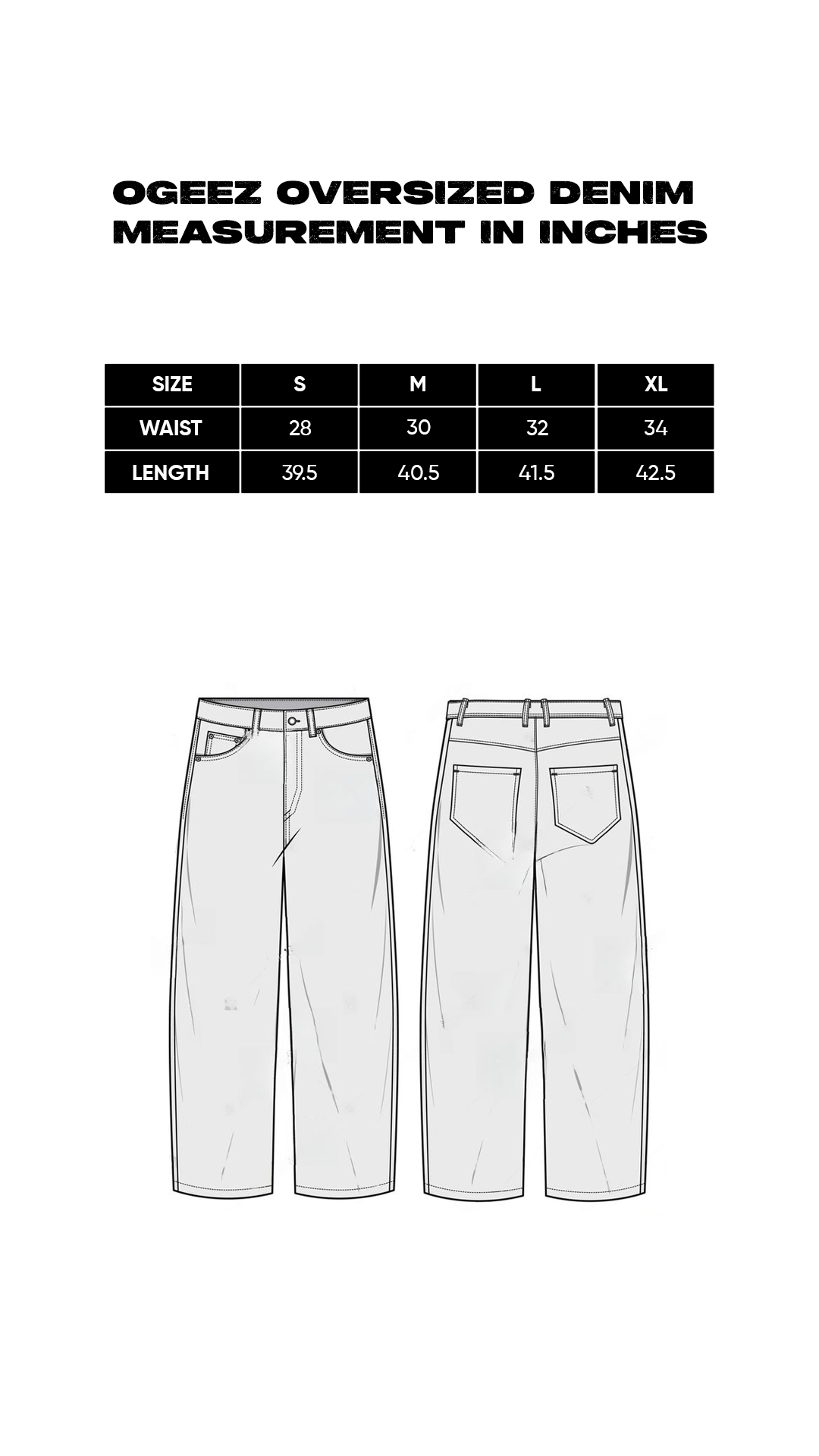 Size chart for Denim Dismissal