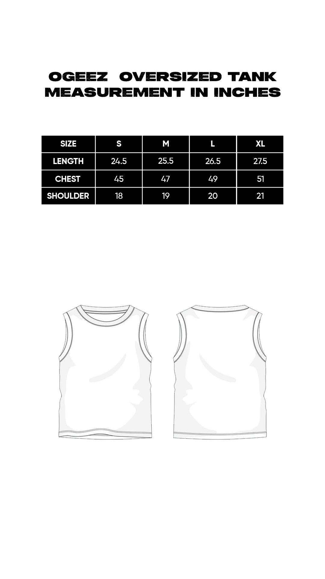 Size chart for Shadowline Sando